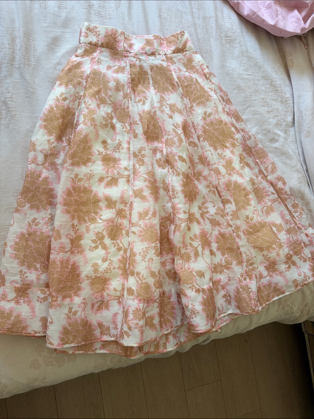 Zimmermann Pink and Tan Floral Circle Skirt